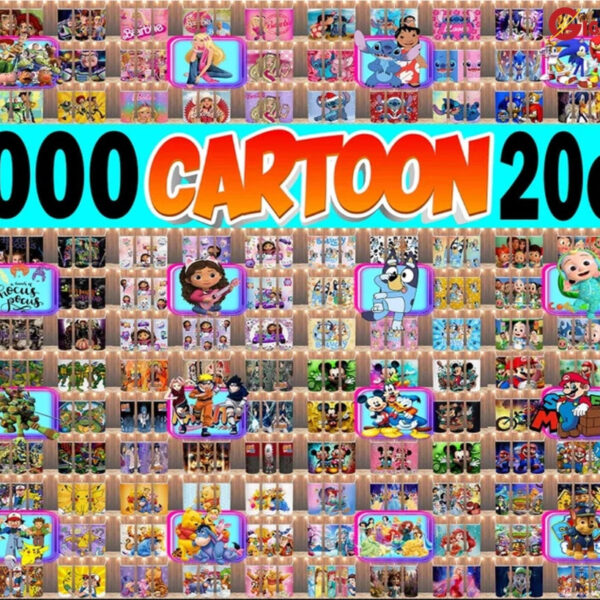 2000+ Cartoon tumbler png, Cartoon kids tumbler png bundle