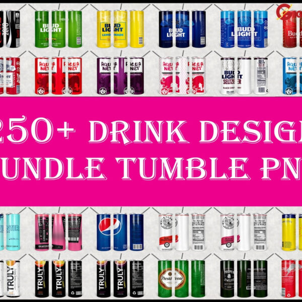 250+ Drink Design Coming In Two Shapes: Skinny & Straight Bundle, PNG Digital Download Template