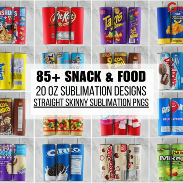 85+ SNACK Tumbler PNG Bundle , Candy Design Bundle, Digital Download