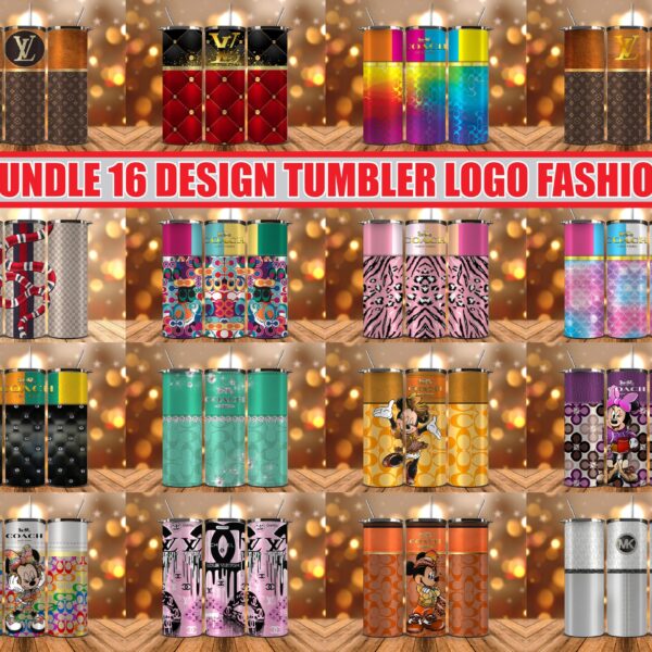 Bundle Logo Fashion Luxury Tumbler Wrap, Full Tumbler Wrap, Tumblers Designs Skinny Straight & Tapered Png 34