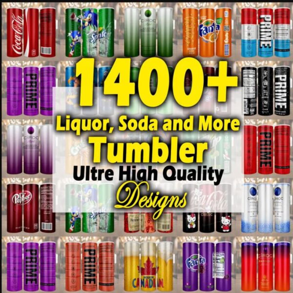 1400+ Liquor and Soda Brands Tumbler Wrap Bundle, Print Shop Starter Pack, 20oz Skinny Sublimation Tumbler PNG Beverage Beer Drinks